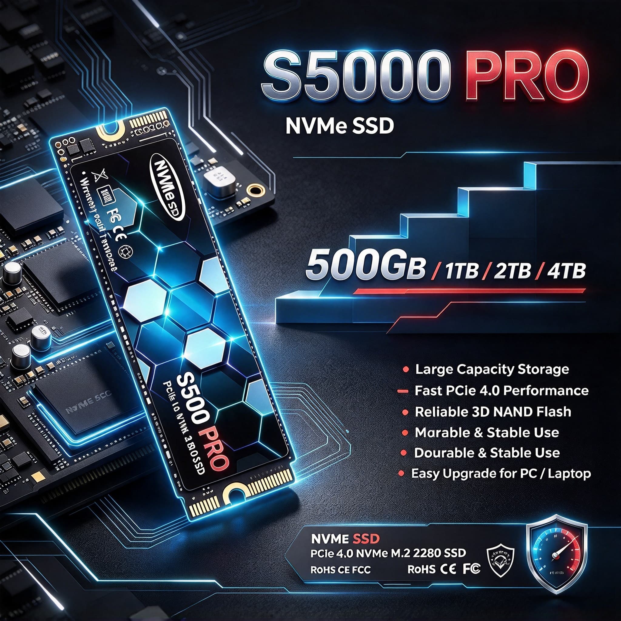 S5000 PRO M.2 PCIe 4.0 NVMe SS - M.2 Nvme 4Tb Pcie 4.0 Ssd recension och pris